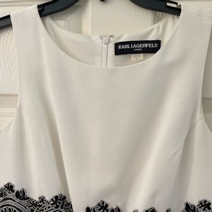 White with black lace waist Karl Lagerfeld sleeveless dress